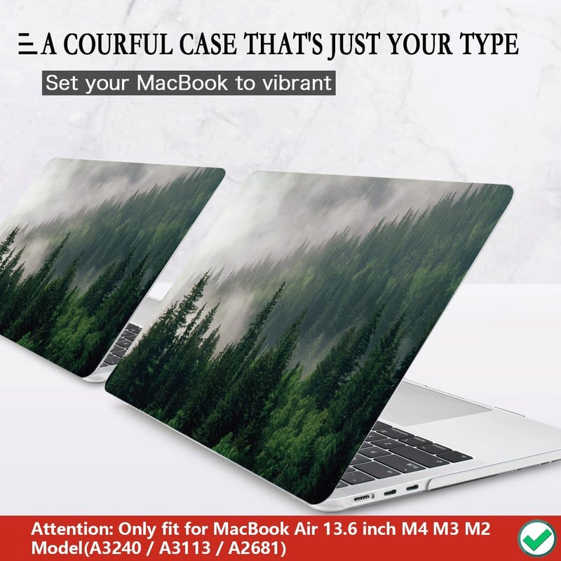 CISSOOK Compatible with MacBook Air 13.6 inch Case A3240 A3113 A2681 2025 2024 2022 Release, Forest Hard Shell Case with Keyboard Cover Type C to USB Transfer for MacBook Air 13.6 M2 M3 M4, Forest - Image 3